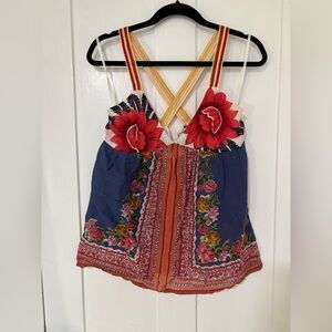 Floral Criss Cross Straps Top